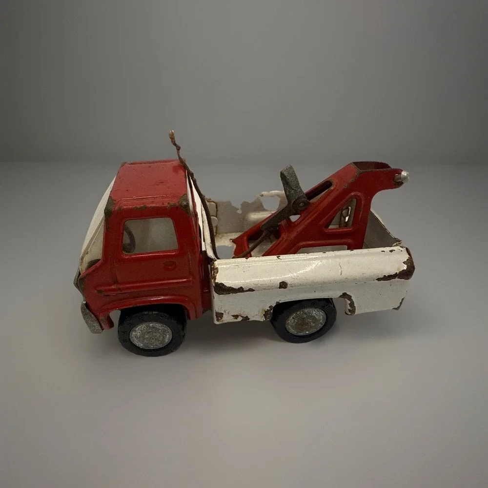 Vintage Marx‎ Pressed Steel Tow Truck Wrecker Red/White1968 6